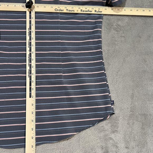 Mizzen+Main Leeward Shirt Mens Large Gray Pink Blue Striped Button Up Trim Fit - Picture 6 of 6